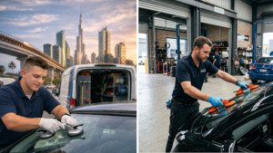 In-shop windshield repair versus mobile auto glass replacement service.